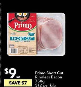 Ritchies Primo short cut rindless bacon offer