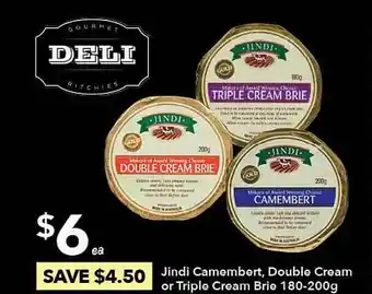Ritchies Jindi camembert, double cream or triple cream brie offer