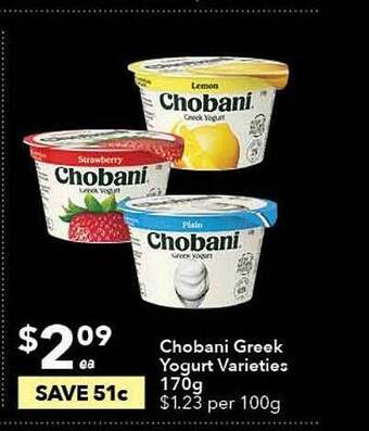 Ritchies Chobani greek yogurt varieties offer