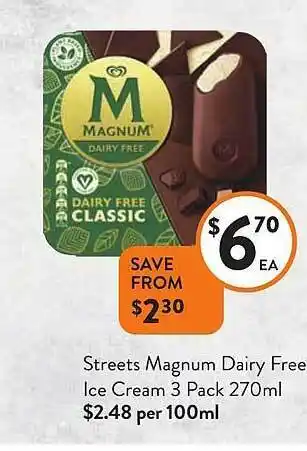 Foodworks Streets magnum dairy free ice cream offer