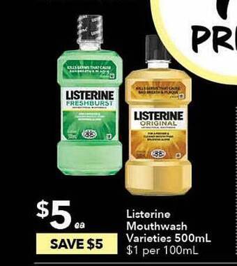 Ritchies Listerine mouthwash varieties offer