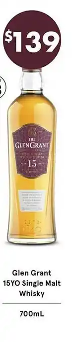 Glen grant 15yo single malt whisky