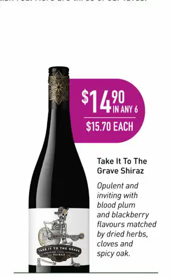 Dan Murphy's Take it To The Grave Shiraz offer