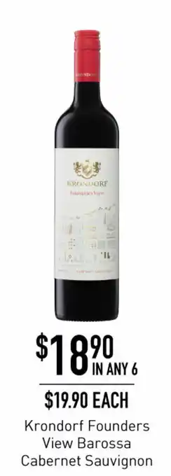 Dan Murphy's Krondorf Founders View Barossa Cabernet Sauvignon offer