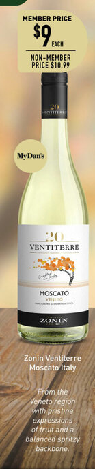 Dan Murphy's Zonin Ventiterre Moscato Italy offer