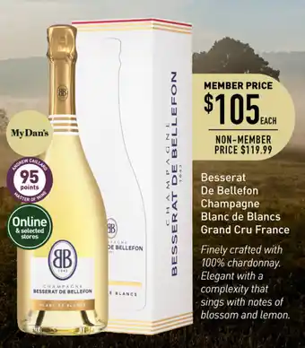 Dan Murphy's Besserat De Bellefon Champagne Blanc de Blancs Grand Cru France offer