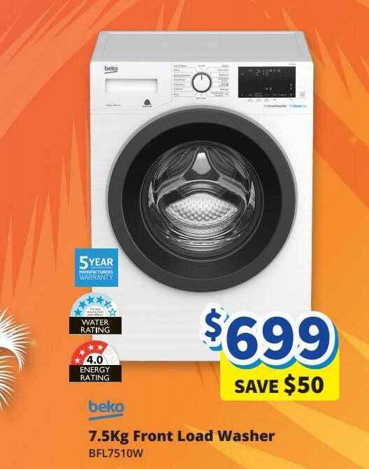 Beko 7.5kg front load washer offer at BiRite
