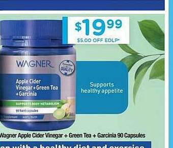 Chemist Warehouse Wagner apple cider vinegar + green tea + garcinia 90 capsules offer