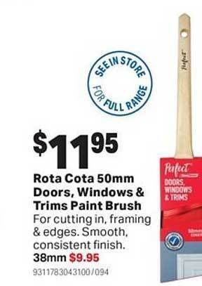 Mitre 10 Rota cota 50mm doors, windows & trims paint brush offer