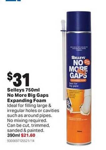 Selleys 750ml no more big gaps expanding foam