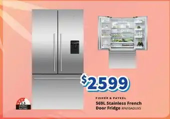 Bi-Rite Fisher & paykel 569l stainless french door fridge offer
