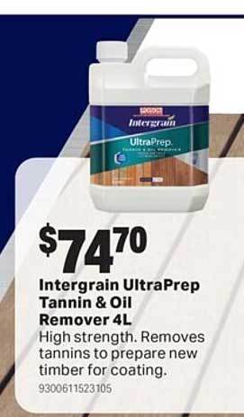 Mitre 10 Intergrain ultraprep tannin &oil remover 4l offer