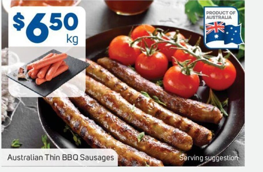 Australian Thin BBQ Sausages offer at Foodland