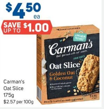 Foodland Carman's Oat Slice 175g offer
