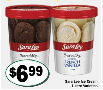 Friendly Grocer Sara Lee Ice Cream 1 Litre Varieties offer