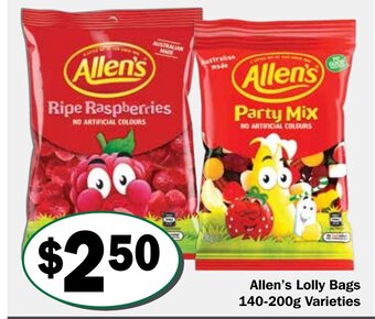 Friendly Grocer Allen's Lolly Bags 140-200g Varieties offer