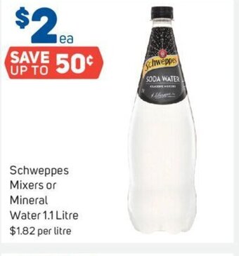 Foodland Schweppes Mixers or Mineral Water 1.1 Litre offer