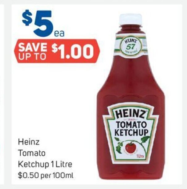 Heinz Tomato Ketchup 1 Litre offer at Foodland