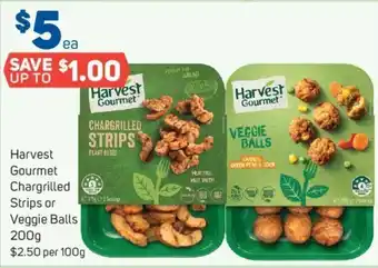 Foodland Harvest Gourmet Chargrilled Strips or Veggie Balls 200g offer