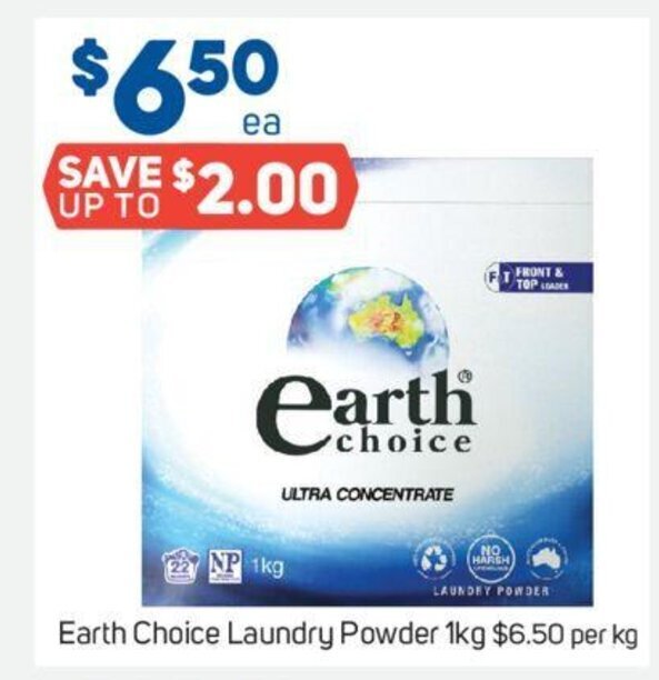 Earth Choice Laundry Powder 1kg offer at Foodland