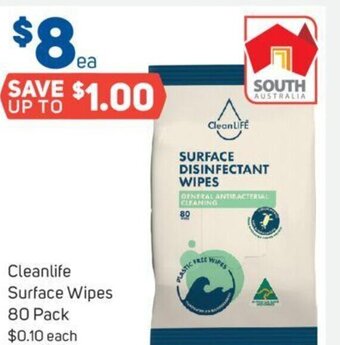 Cleanlife Surface Wipes 80 Pack