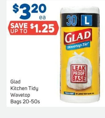 Foodland Glad Kitchen Tidy Wavetop Bags 20-50s offer
