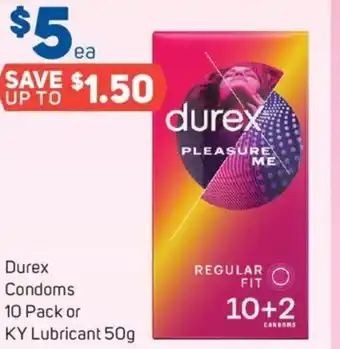 Durex Condoms 10 Pack or KY Lubricant 50g