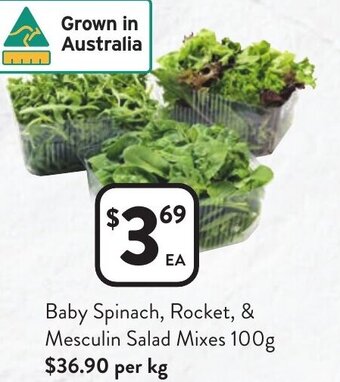 Baby Spinach, Rocket, & Mesculin Salad Mixes 100g