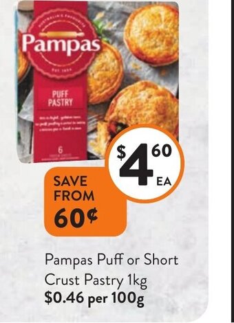 Foodworks Pampas Puff or Short Crust Pastry 1kg offer