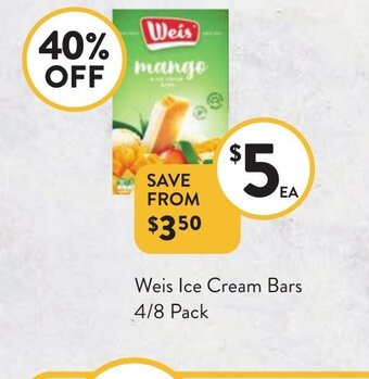 Foodworks Weis Ice Cream Bars offer