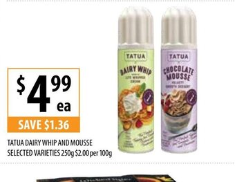 Supabarn Tatua dairy Whip And Mousse offer