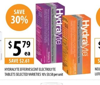 Supabarn Hydralyte Effervescent Electrolyte Tablets Selected Varieties offer