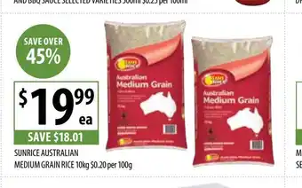 Supabarn Sunrice Australian Medium Grain Rice offer
