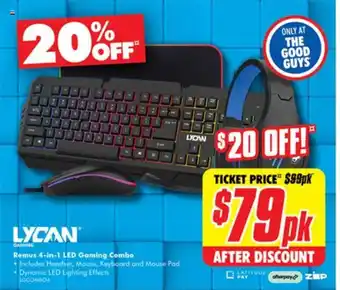 The Good Guys Remus 4-in-1 Led Gaming Combo offer