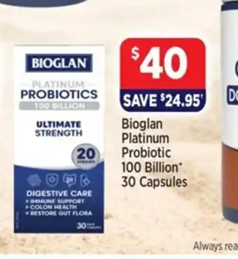 Star Discount Chemist Bioglan Platinum Probiotic 100 Billion 30 Capsules offer