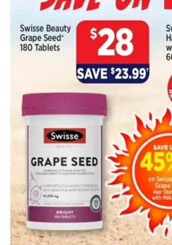 Star Discount Chemist Swisse Beauty Grape Seed 180 Tablets offer