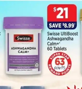 Star Discount Chemist Swisse Ultibooast Ashwagandha Calm+ 60Tablets offer