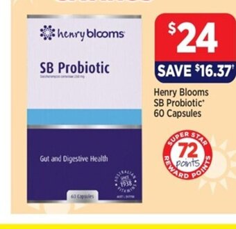 Star Discount Chemist Henry Blooms SB Probiotic 60 Capsules offer