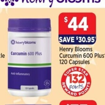 Star Discount Chemist Henry Blooms Curcumin 600 Plus 120 Capsules offer