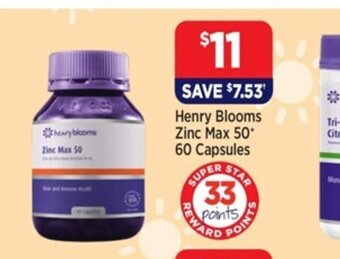 Henry Blooms Zinc Max 50 60 Capsules