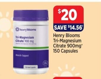 Henry Blooms Tri-Magnesium Citrate 900mg 150 Capsules