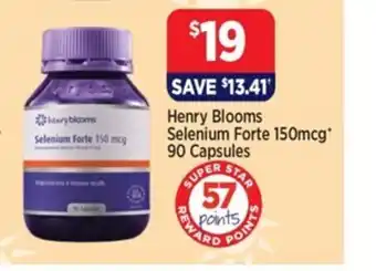 Star Discount Chemist Henry Blooms Selenium forte 150mg 90 Capsules offer