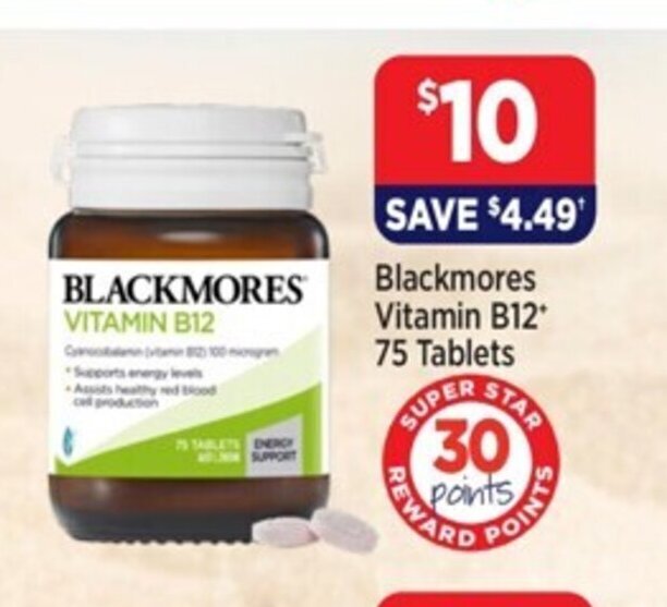 Blackmores Vitamin B12 75 Tablets offer at Star Discount Chemist