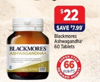 Star Discount Chemist Blackmores Ashwagandha 60 Tablets offer