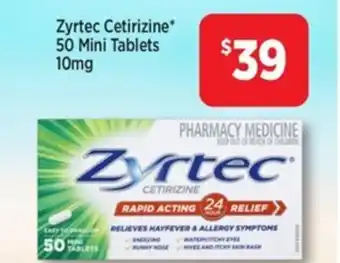 Star Discount Chemist Zyrtec cetirizine 50 mini tablets 10mg offer
