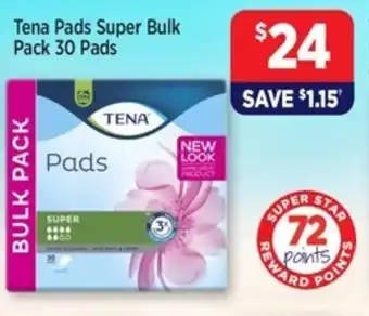 Star Discount Chemist Tena pads super bulk pack 30 pads offer