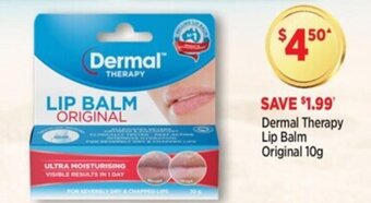 Star Discount Chemist Dermal therapy lip balm original 10g offer