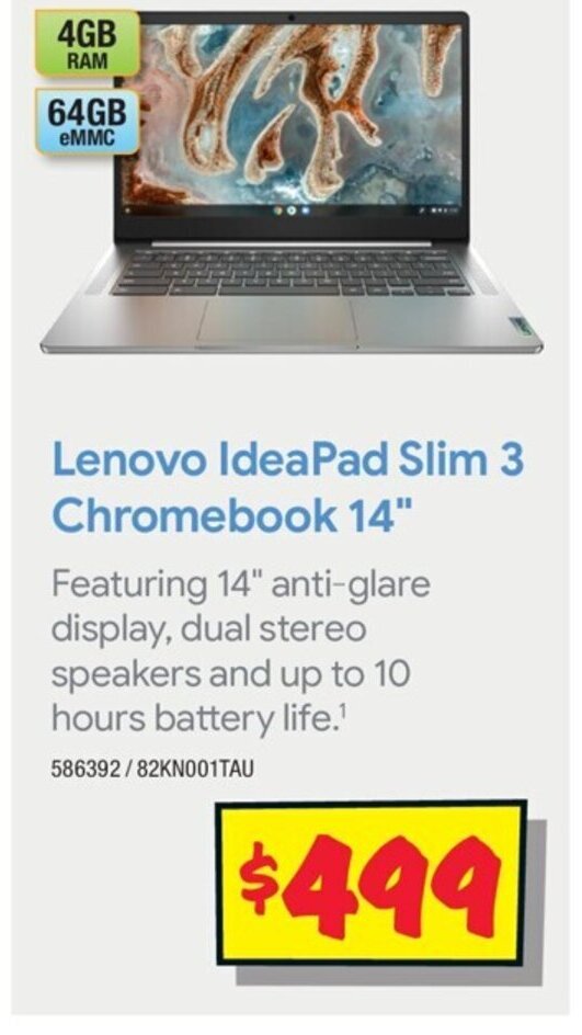 Lenovo Ideapad Slim 3 Chromebook 14" offer at JB HiFi