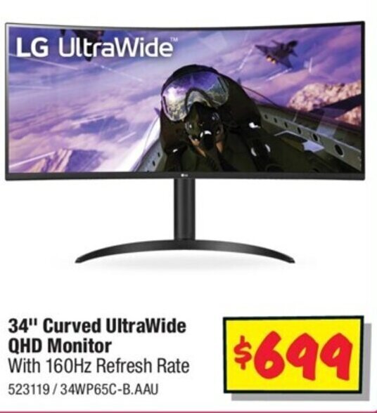 34' Curved Ultrawide QHD Monitor offer at JB HiFi