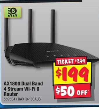 JB Hi-Fi AX1800 Dual Band 4 Stream Wi-Fi 6 Router offer